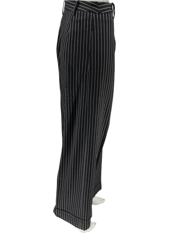Armani Collezioni Charcoal Pinstripe Wide-Leg Trousers – IT 48
