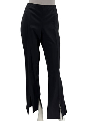 Escada Black Wool Flared Trousers with Split Hem – Size 42
