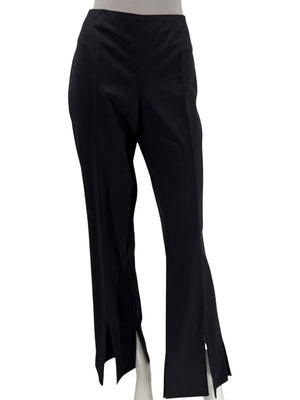 Escada Black Wool Flared Trousers with Split Hem – Size 42