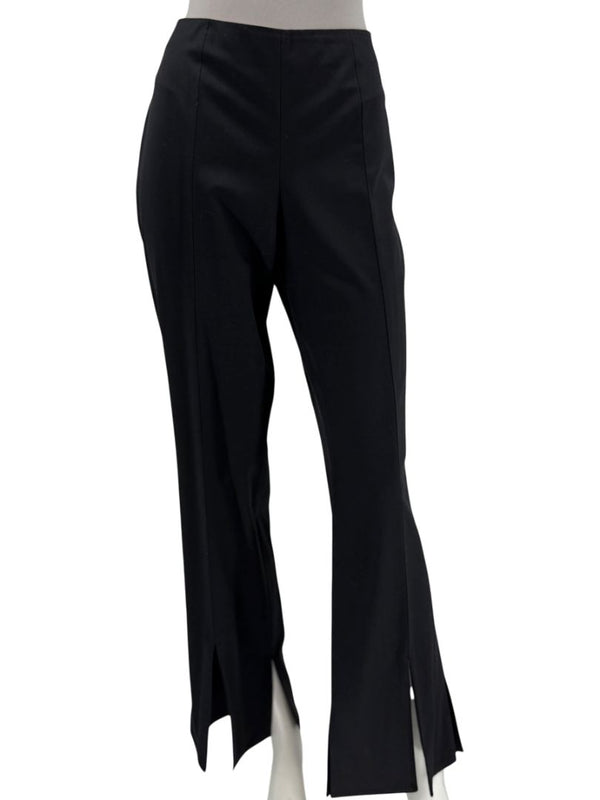 Escada Black Wool Flared Trousers with Split Hem – Size 42