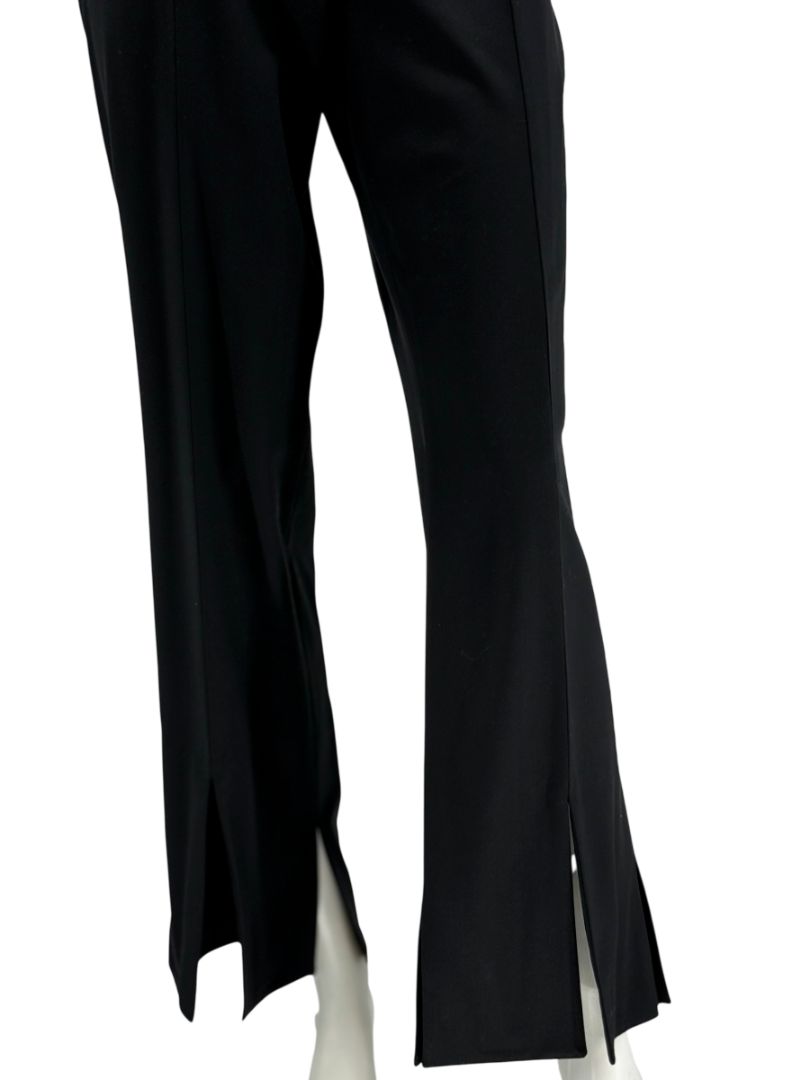 Escada Black Wool Flared Trousers with Split Hem – Size 42