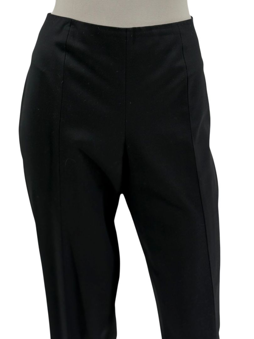 Escada Black Wool Flared Trousers with Split Hem – Size 42