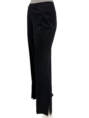 Escada Black Wool Flared Trousers with Split Hem – Size 42