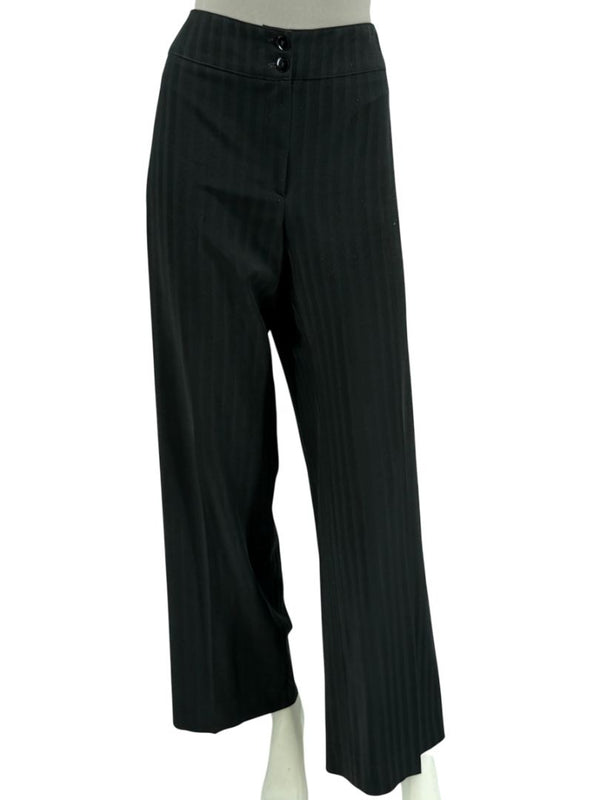 Armani Collezioni Black Pinstripe Wide-Leg Pants – Size 12