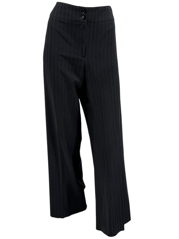 Armani Collezioni Black Pinstripe Wide-Leg Pants – Size 12