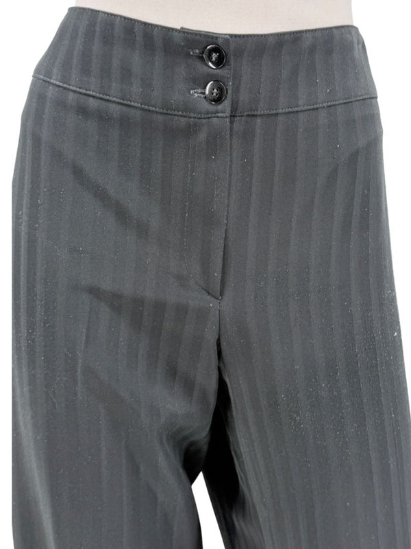 Armani Collezioni Black Pinstripe Wide-Leg Pants – Size 12