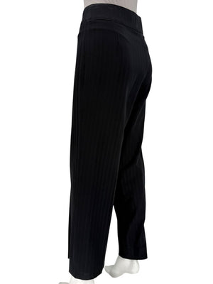 Armani Collezioni Black Pinstripe Wide-Leg Pants – Size 12