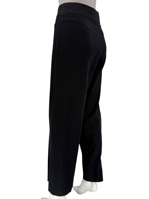 Armani Collezioni Black Pinstripe Wide-Leg Pants – Size 12