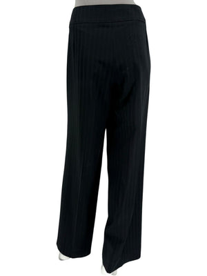 Armani Collezioni Black Pinstripe Wide-Leg Pants – Size 12
