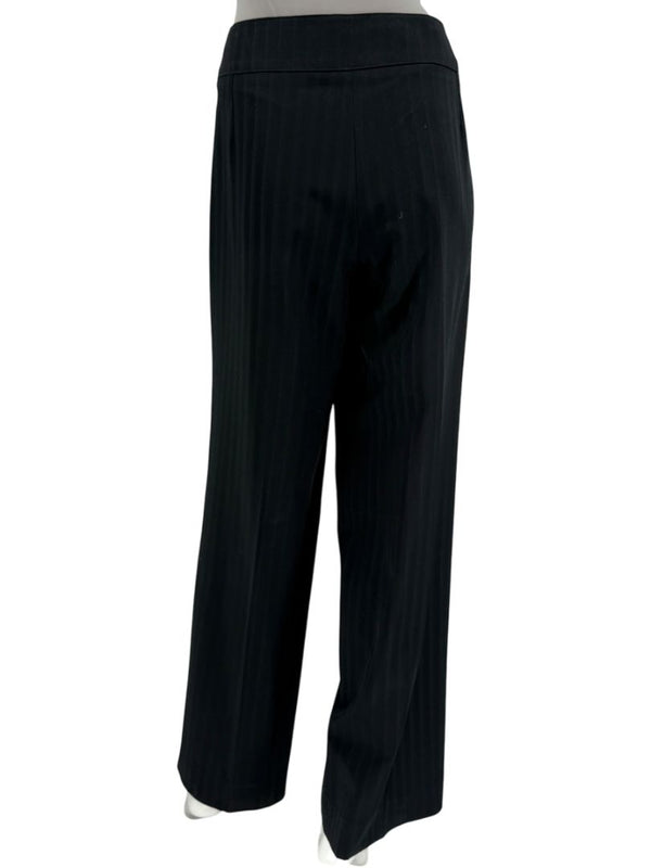 Armani Collezioni Black Pinstripe Wide-Leg Pants – Size 12