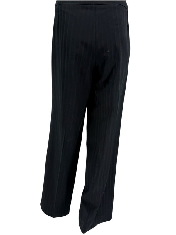 Armani Collezioni Black Pinstripe Wide-Leg Pants – Size 12