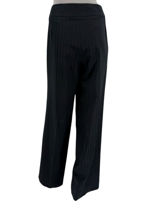 Armani Collezioni Black Pinstripe Wide-Leg Pants – Size 12
