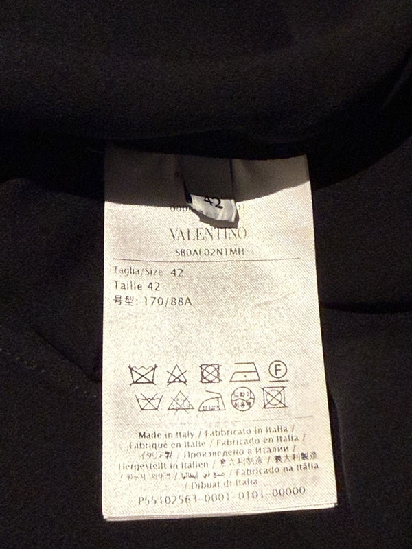 Valentino Embroidered Silk Crepe Blouse in Black – Size IT 42 (US 6)