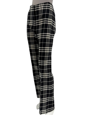 Burberry London Black & Ivory Plaid Wool Trousers – Size UK 10