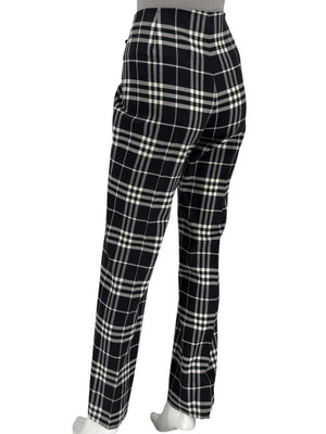 Burberry London Black & Ivory Plaid Wool Trousers – Size UK 10