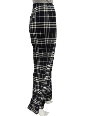 Burberry London Black & Ivory Plaid Wool Trousers – Size UK 10
