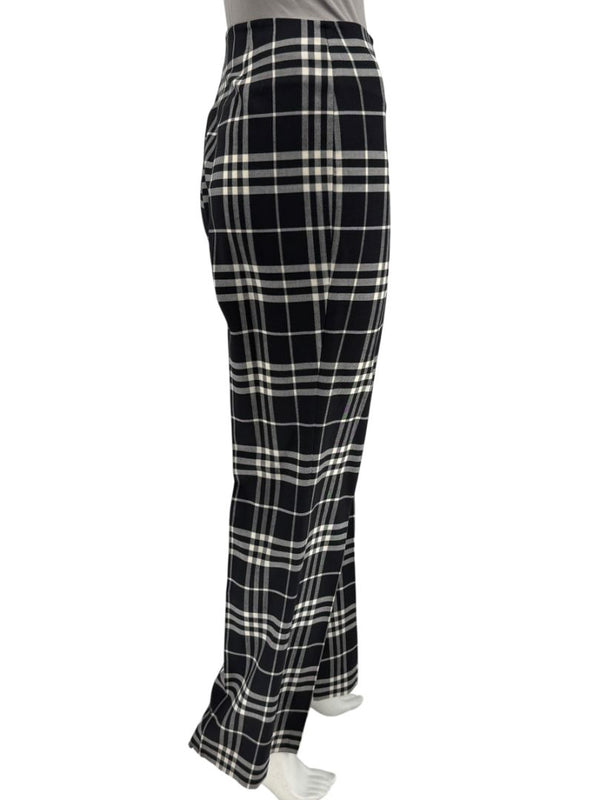 Burberry London Black & Ivory Plaid Wool Trousers – Size UK 10