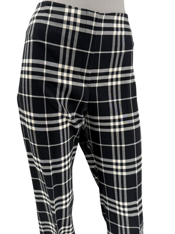 Burberry London Black & Ivory Plaid Wool Trousers – Size UK 10