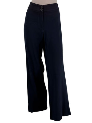 Armani Collezioni Navy Virgin Wool Wide-Leg Trousers – Size 12 (IT 48)