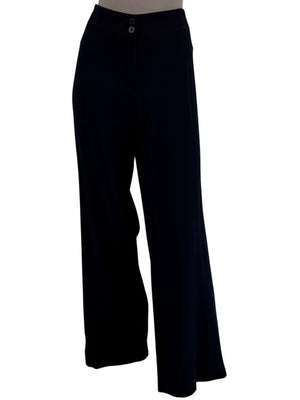 Armani Collezioni Navy Virgin Wool Wide-Leg Trousers – Size 12 (IT 48)