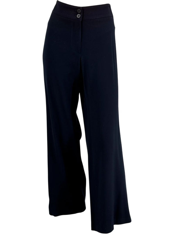 Armani Collezioni Navy Virgin Wool Wide-Leg Trousers – Size 12 (IT 48)