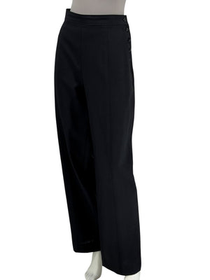 Chanel Black Wool Sailor Trousers with CC Buttons – Size 42