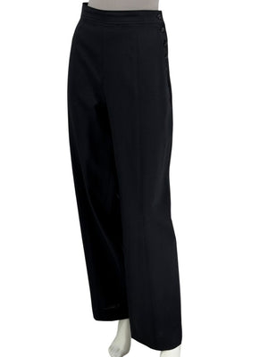Chanel Black Wool Sailor Trousers with CC Buttons – Size 42