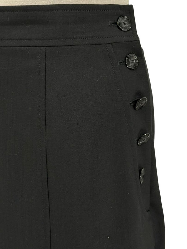 Chanel Black Wool Sailor Trousers with CC Buttons – Size 42