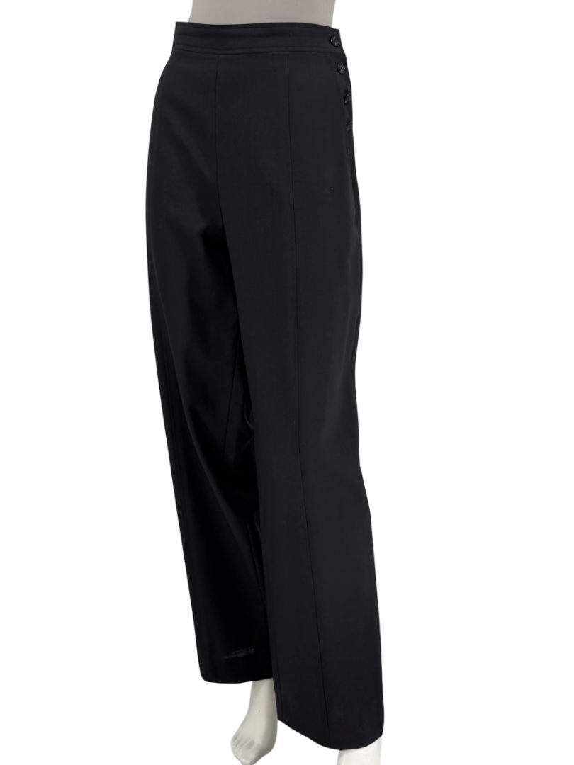 Chanel Black Wool Sailor Trousers with CC Buttons – Size 42