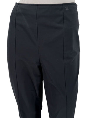 Chanel Black Stretch Tailored Pants with CC Logo – Size 44