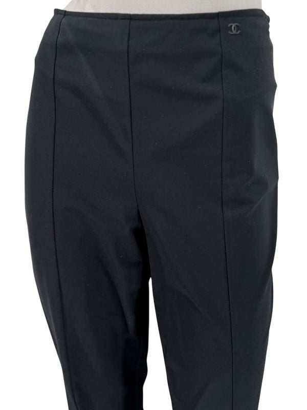 Chanel Black Stretch Tailored Pants with CC Logo – Size 44