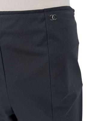 Chanel Black Stretch Tailored Pants with CC Logo – Size 44