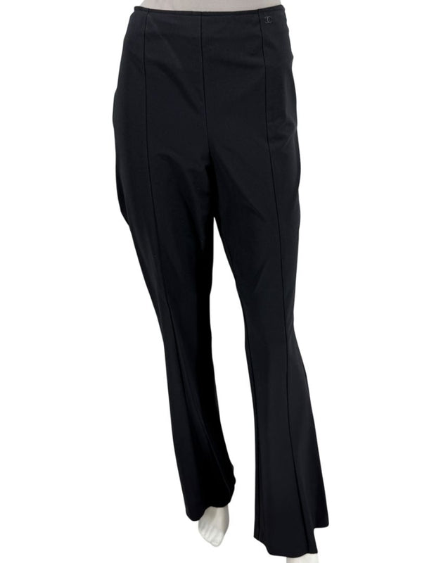 Chanel Black Stretch Tailored Pants with CC Logo – Size 44