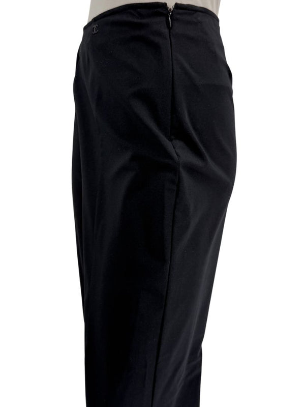 Chanel Black Stretch Tailored Pants with CC Logo – Size 44