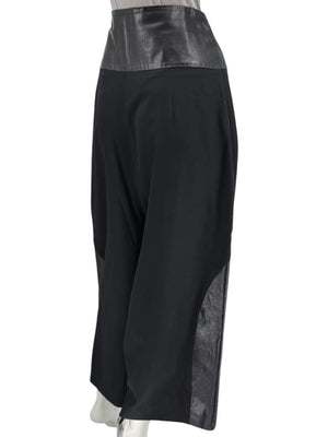 Ivan Grundahl Black Leather & Wool Wide-Leg Culottes – EU 38