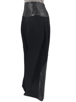 Ivan Grundahl Black Leather & Wool Wide-Leg Culottes – EU 38