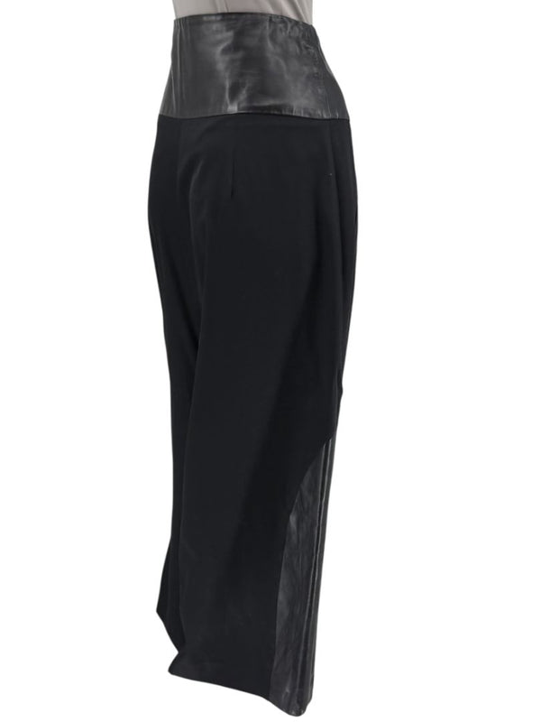 Ivan Grundahl Black Leather & Wool Wide-Leg Culottes – EU 38