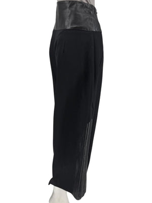 Ivan Grundahl Black Leather & Wool Wide-Leg Culottes – EU 38
