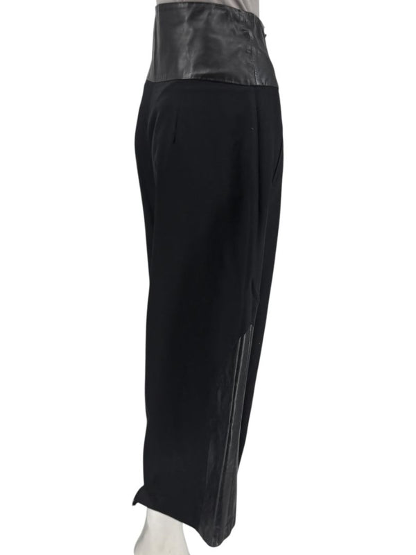 Ivan Grundahl Black Leather & Wool Wide-Leg Culottes – EU 38
