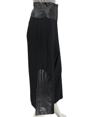 Ivan Grundahl Black Leather & Wool Wide-Leg Culottes – EU 38