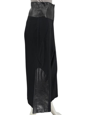 Ivan Grundahl Black Leather & Wool Wide-Leg Culottes – EU 38
