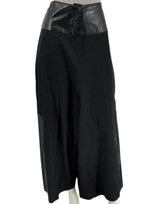 Ivan Grundahl Black Leather & Wool Wide-Leg Culottes – EU 38