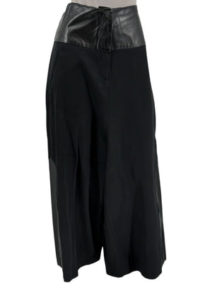 Ivan Grundahl Black Leather & Wool Wide-Leg Culottes – EU 38