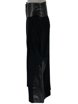 Ivan Grundahl Black Leather & Wool Wide-Leg Culottes – EU 38