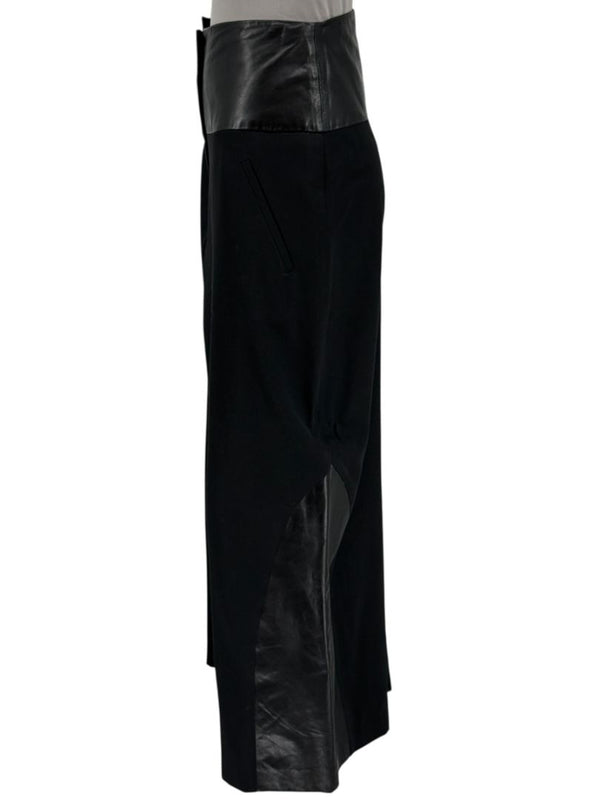 Ivan Grundahl Black Leather & Wool Wide-Leg Culottes – EU 38
