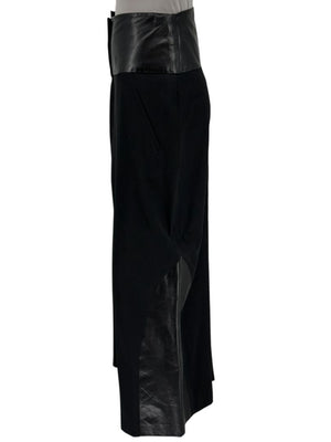 Ivan Grundahl Black Leather & Wool Wide-Leg Culottes – EU 38
