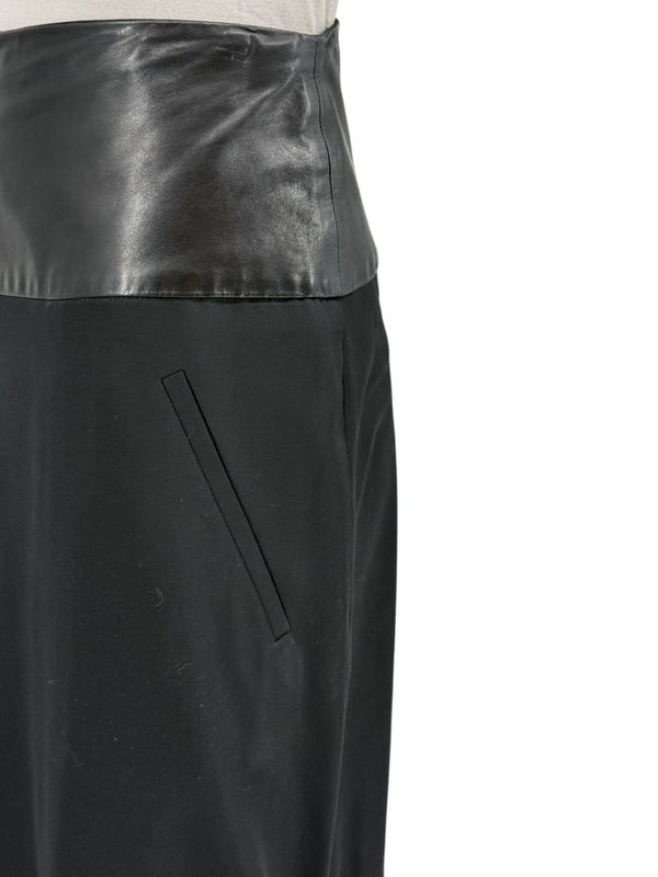 Ivan Grundahl Black Leather & Wool Wide-Leg Culottes – EU 38