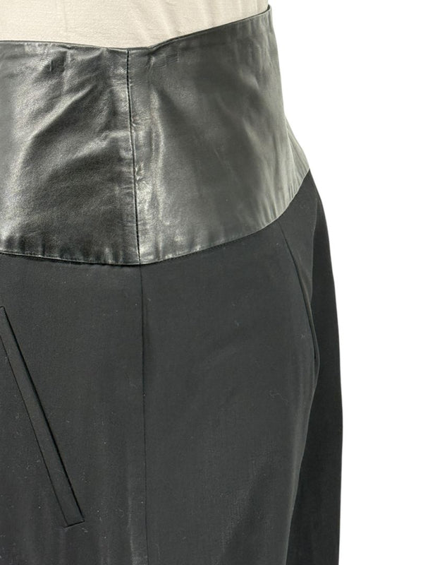 Ivan Grundahl Black Leather & Wool Wide-Leg Culottes – EU 38