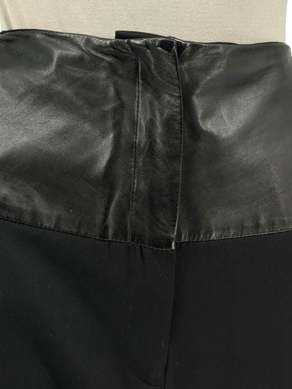 Ivan Grundahl Black Leather & Wool Wide-Leg Culottes – EU 38