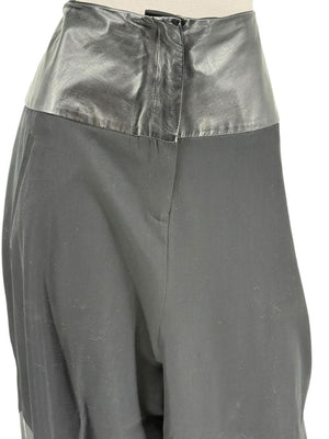 Ivan Grundahl Black Leather & Wool Wide-Leg Culottes – EU 38